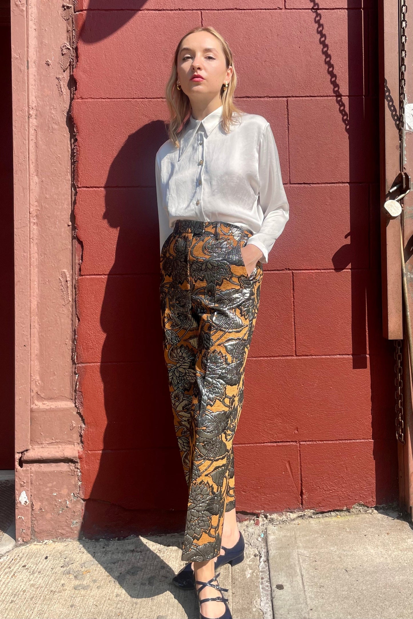 Piper Pant in Sapphire Brocade Pants CHRISTINE ALCALAY