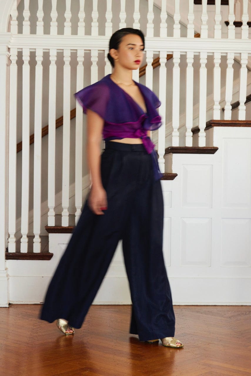 Katherine Wide Leg Pant in Cupro Linen Pants CHRISTINE ALCALAY