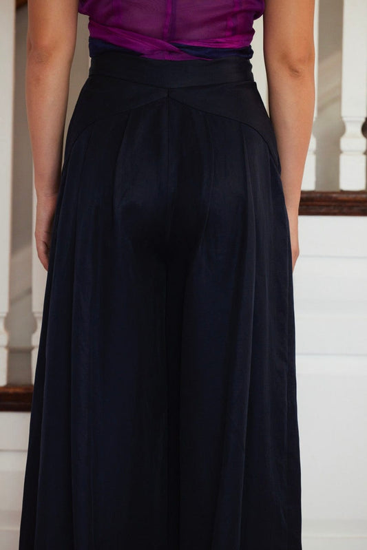 Katherine Wide Leg Pant in Cupro Linen Pants CHRISTINE ALCALAY