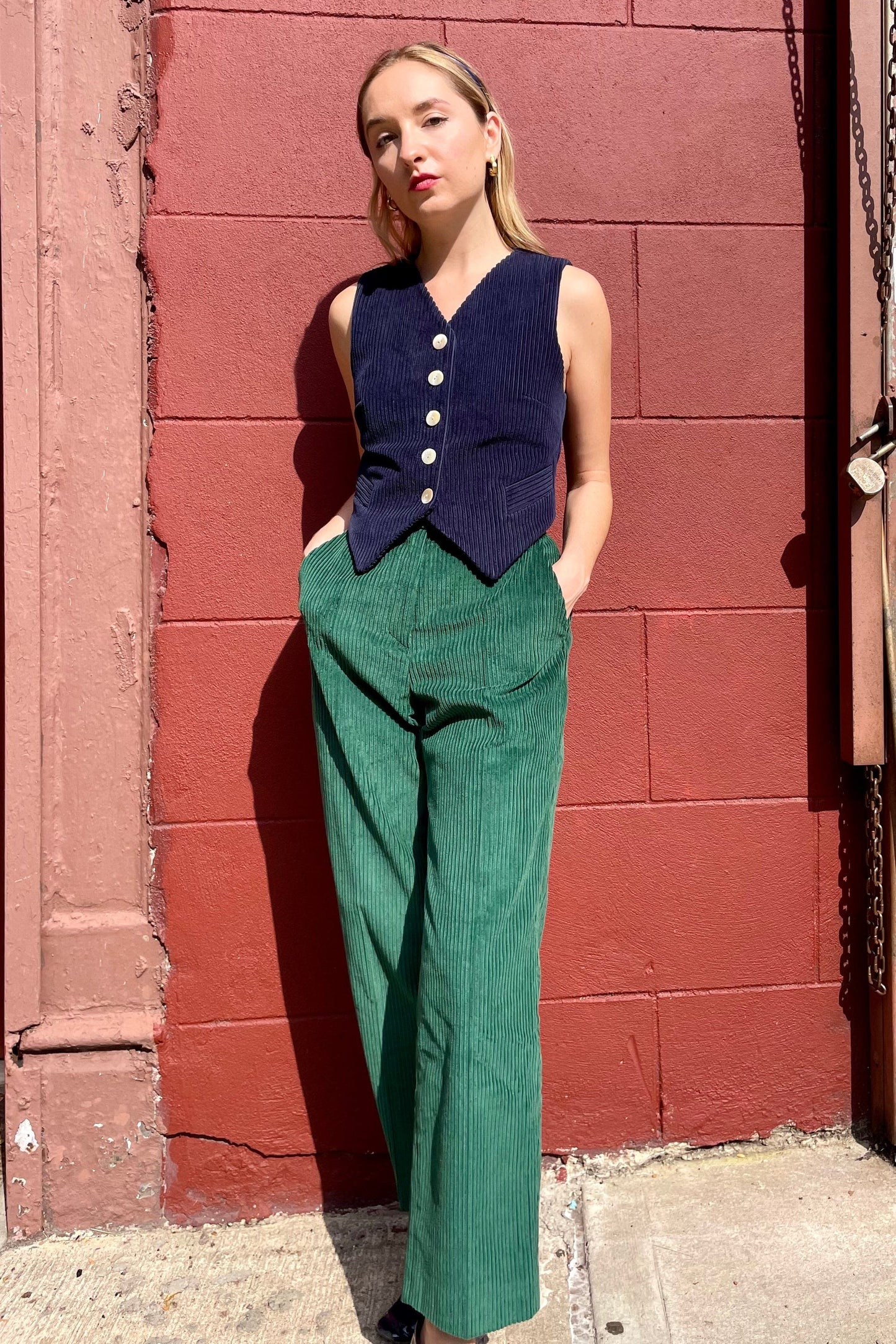 Piper Pant in Wide Wale Corduroy Pants CHRISTINE ALCALAY Pine 0
