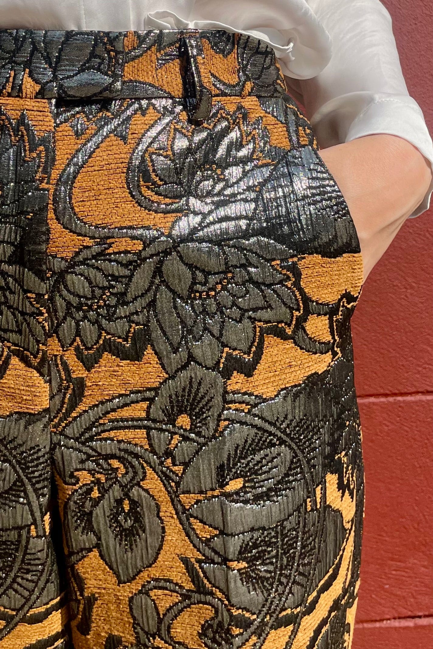 Piper Pant in Bronze Brocade Pants CHRISTINE ALCALAY