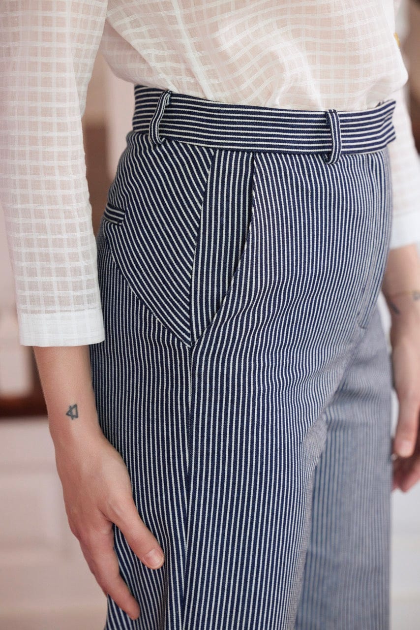 Piper Pant in Striped Denim Pants CHRISTINE ALCALAY Striped 0