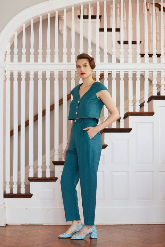 Sophia Tapered Pant in Linen Pants CHRISTINE ALCALAY