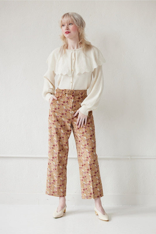 Piper Pant in in Italian Floral Velvet Pants CHRISTINE ALCALAY 0