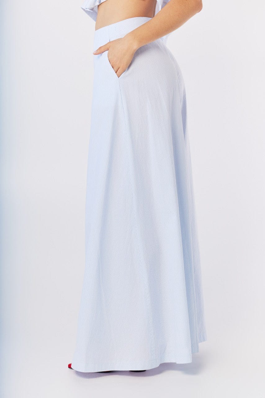 Angela Pants in Blue Stripe Seersucker Pants CHRISTINE ALCALAY