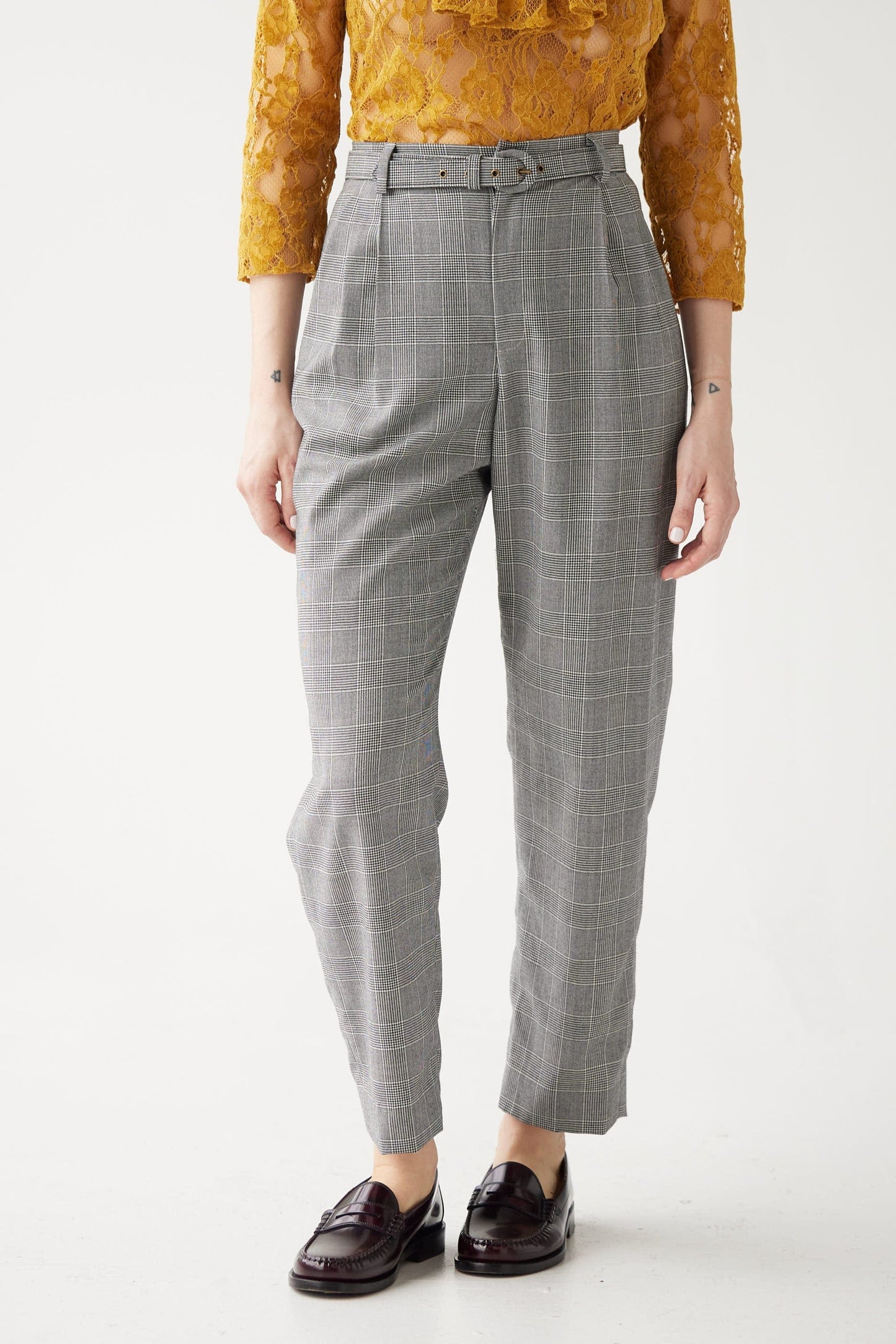 SAMPLE FW25 - Sophia Pant in Black Plaid Tropical Wool Samples CHRISTINE ALCALAY Black Plaid 0