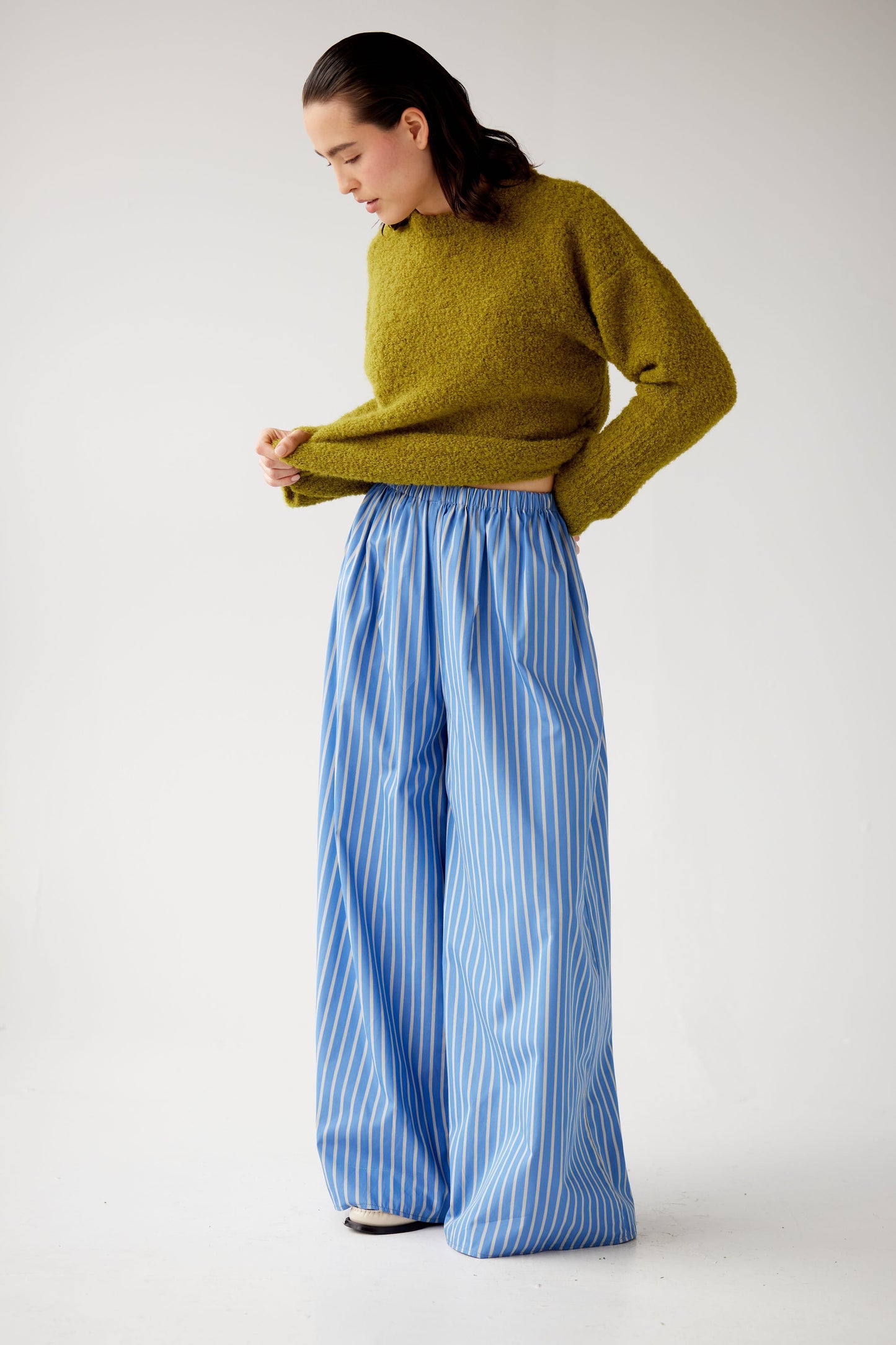 Gretchen Pant in Sky Stripe Cotton Pants CHRISTINE ALCALAY Sky Stripe XS/S