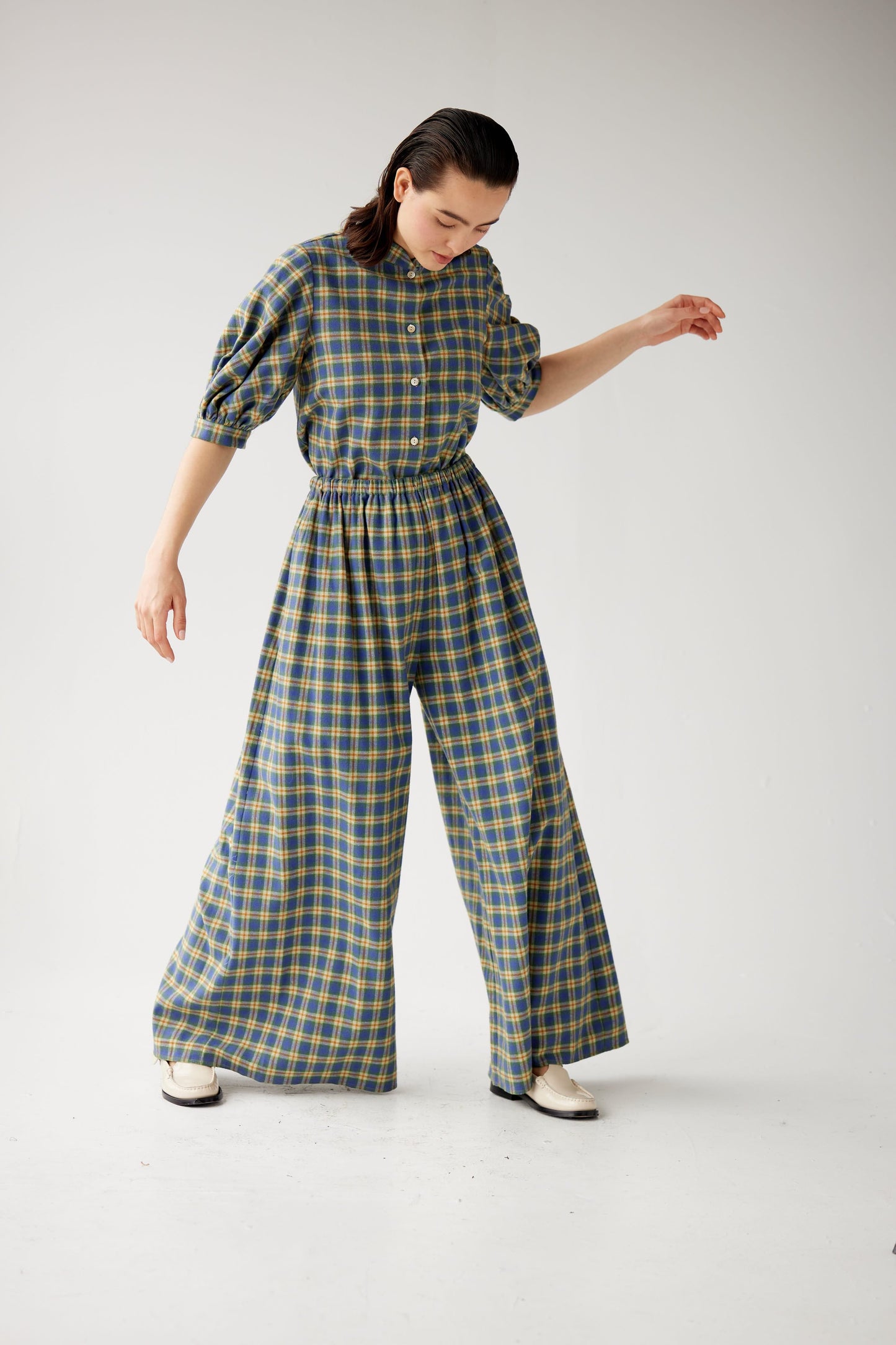 Gretchen Pant in Horizon Plaid Cotton Flannel Pants CHRISTINE ALCALAY