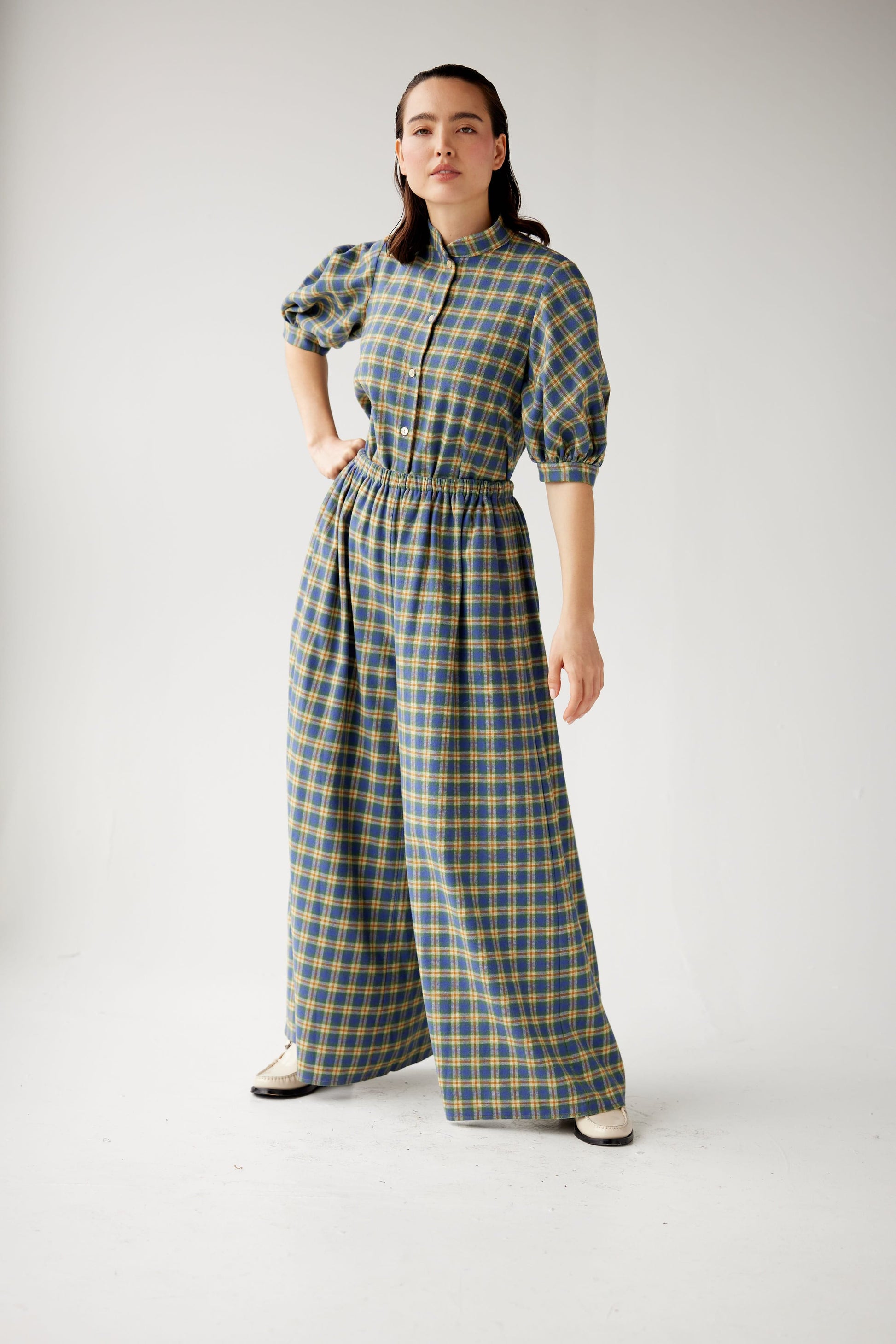 Gretchen Pant in Horizon Plaid Cotton Flannel Pants CHRISTINE ALCALAY