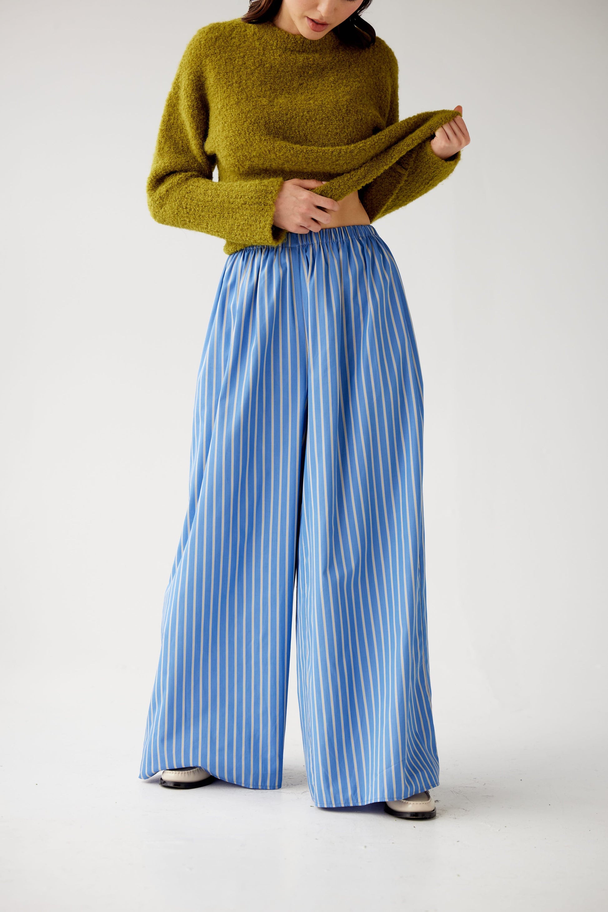 Gretchen Pant in Sky Stripe Cotton Pants CHRISTINE ALCALAY