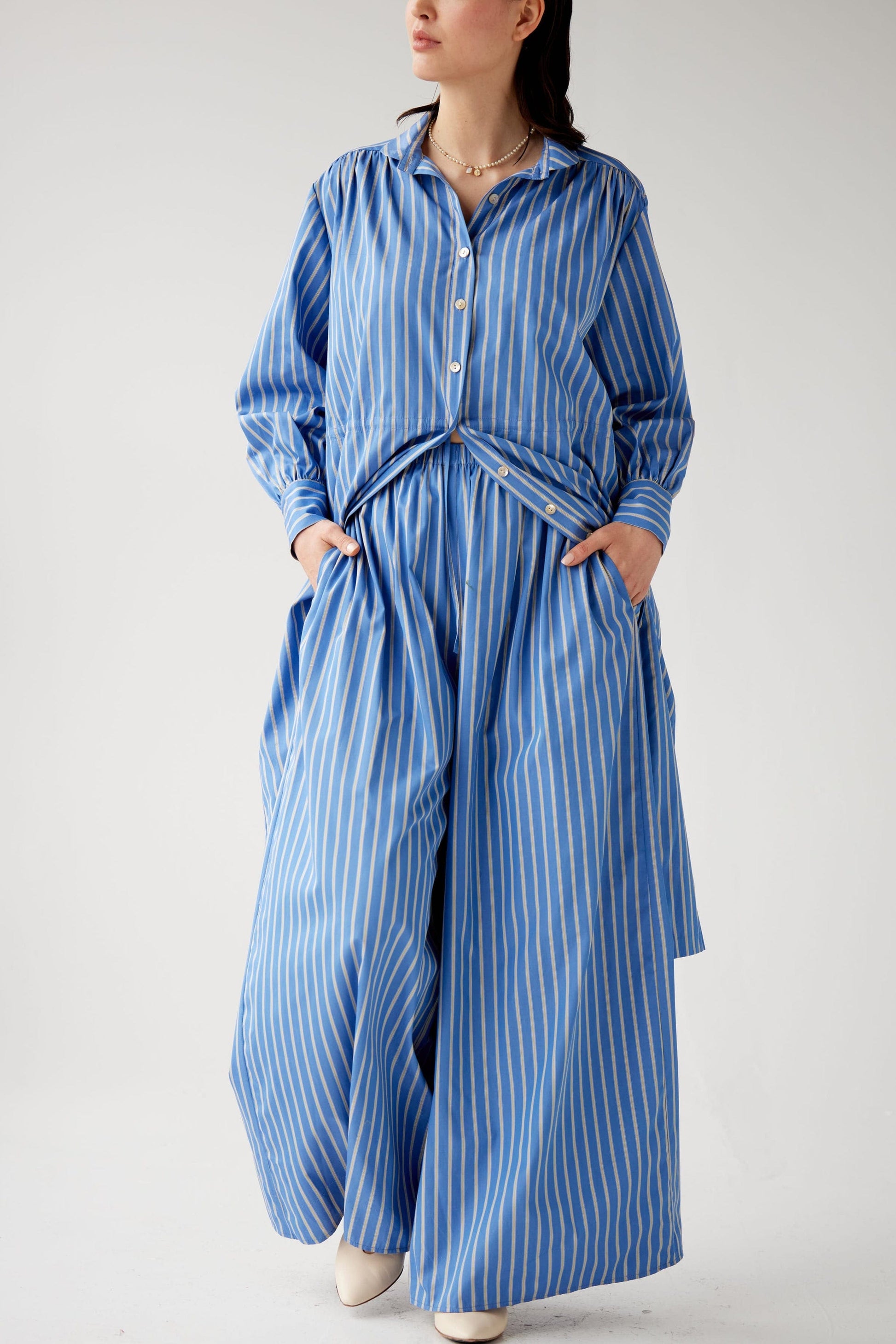 Gretchen Pant in Sky Stripe Cotton Pants CHRISTINE ALCALAY