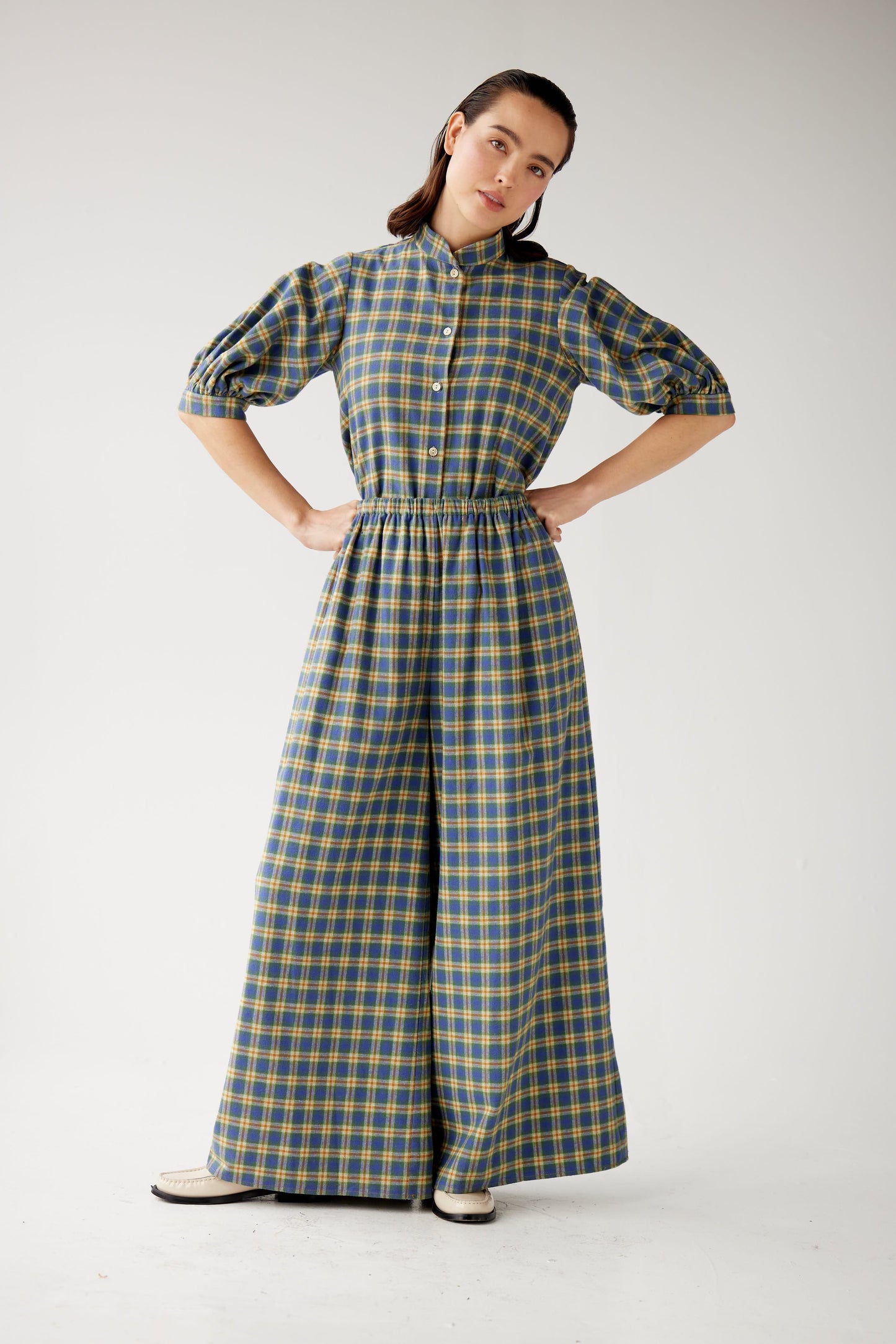 Gretchen Pant in Horizon Plaid Cotton Flannel Pants CHRISTINE ALCALAY Horizon Plaid XS/S