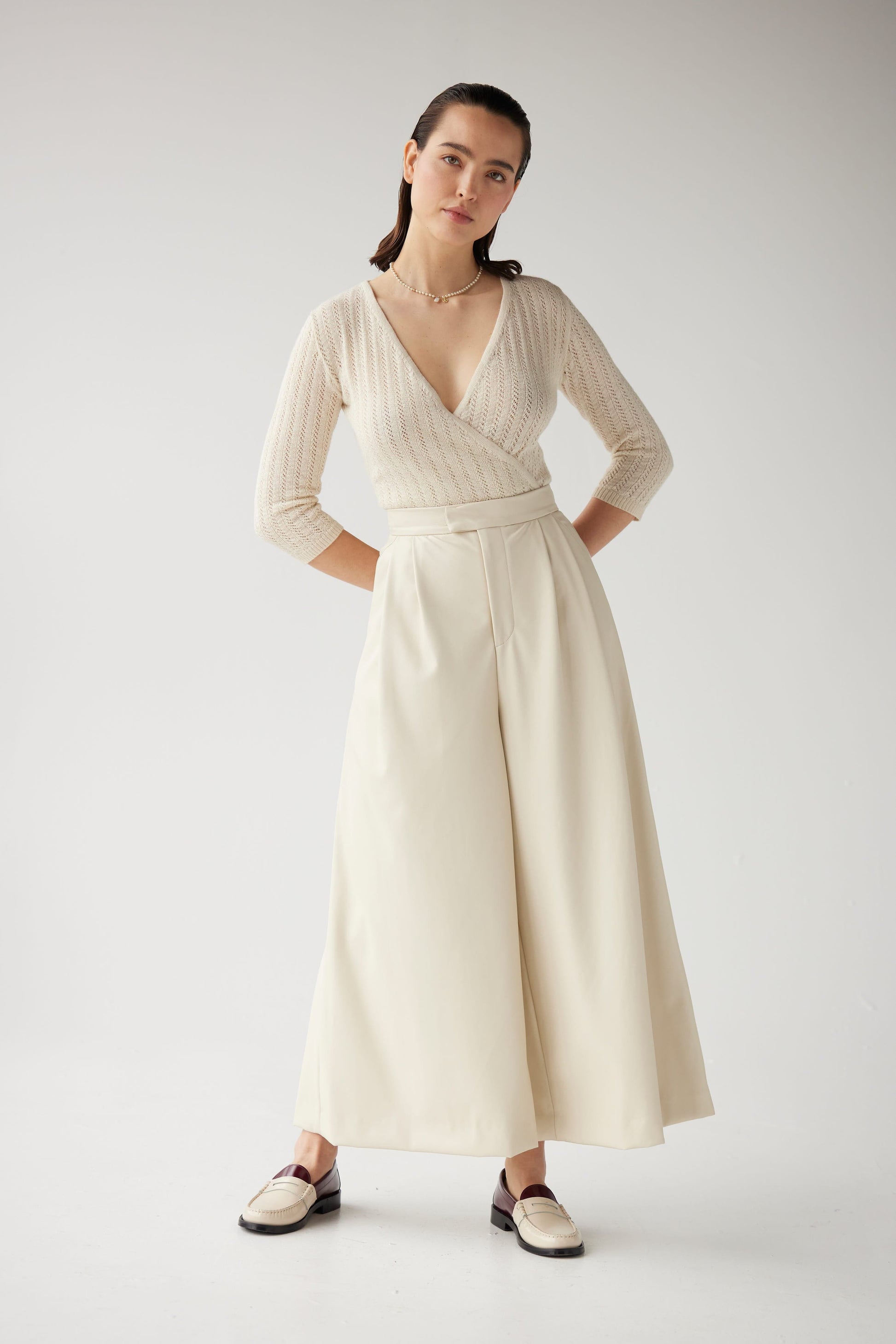 Kat Cropped Pant in Pleatherette Pants CHRISTINE ALCALAY