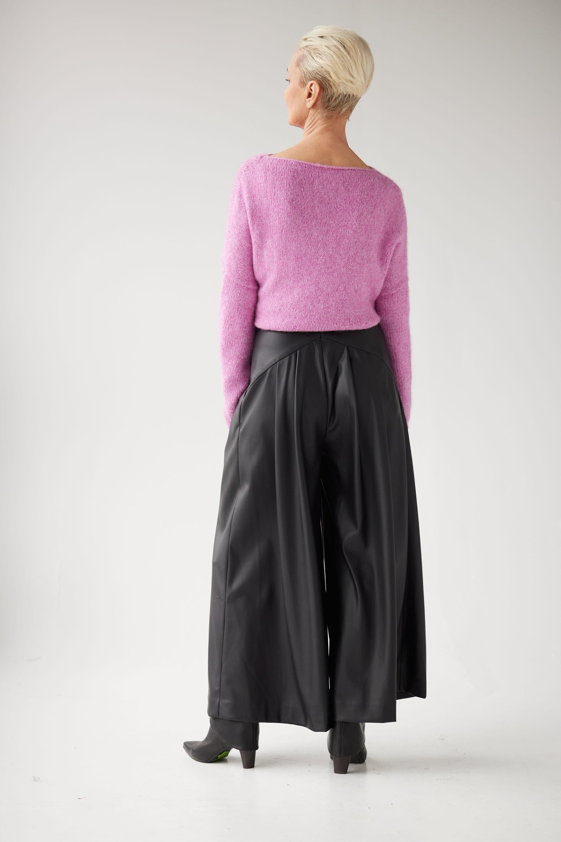Kat Cropped Pant in Pleatherette Pants CHRISTINE ALCALAY