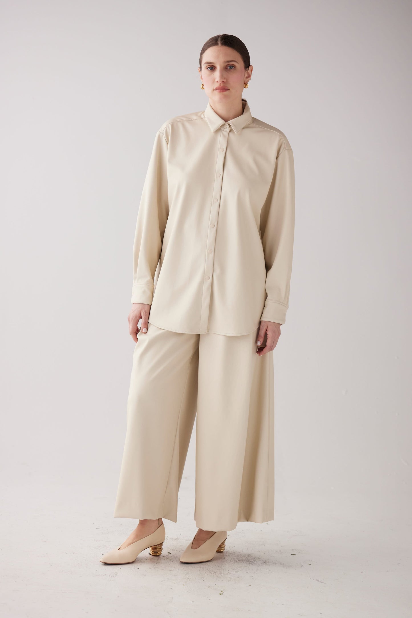 Kat Cropped Pant in Pleatherette Pants CHRISTINE ALCALAY