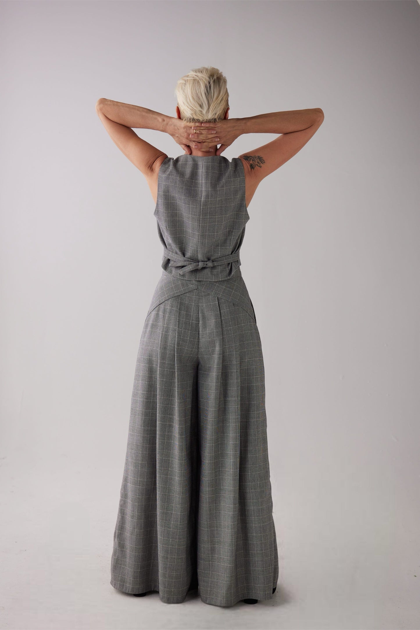 Katherine Pant in Black Plaid Tropical Wool Pants CHRISTINE ALCALAY