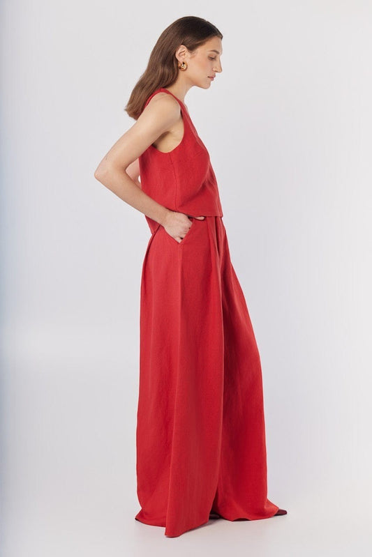 Katherine Wide Leg Pant in Linen Pants CHRISTINE ALCALAY