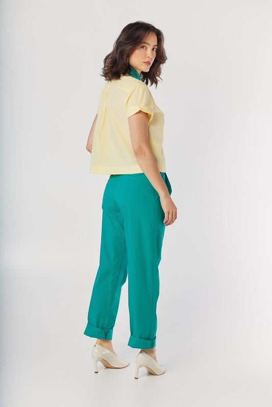 Patty Cotton Pant in Malachite Green Pants CHRISTINE ALCALAY