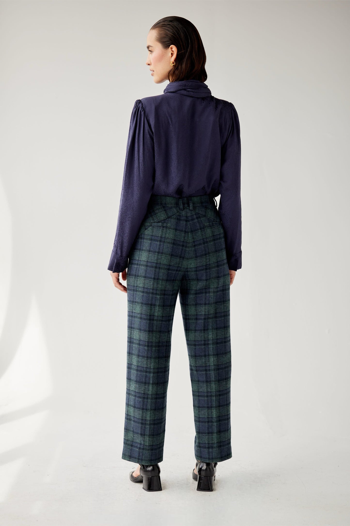 Piper Pant in Cotton Plaid Suiting Pants CHRISTINE ALCALAY