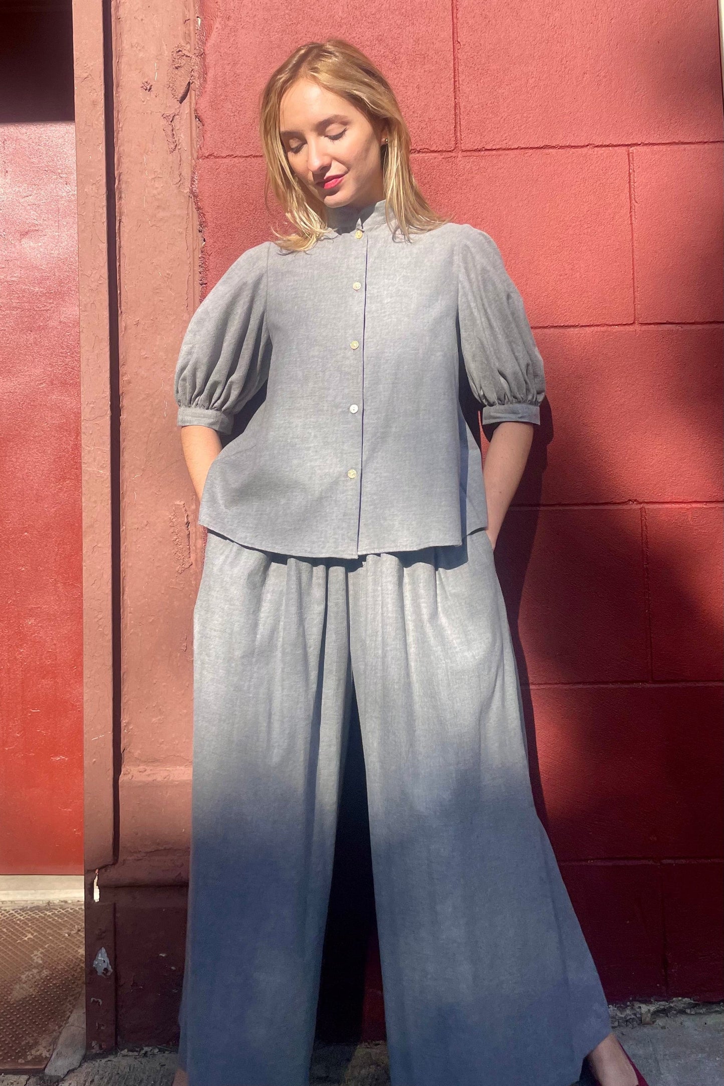 Gretchen Pant in Japanese Cotton Flannel Pants CHRISTINE ALCALAY Gray XS/S
