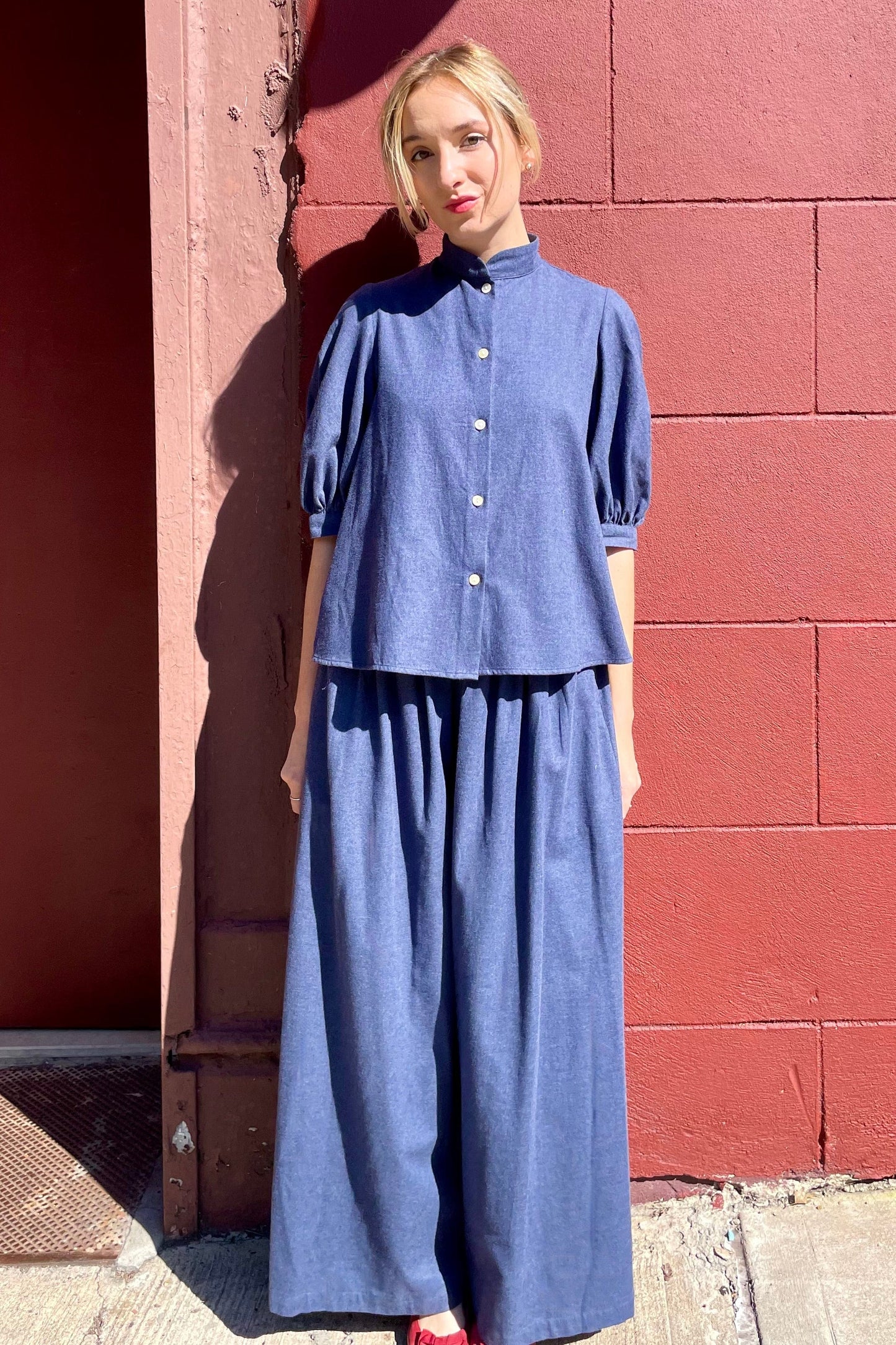 Gretchen Pant in Japanese Cotton Flannel Pants CHRISTINE ALCALAY Navy XS/S