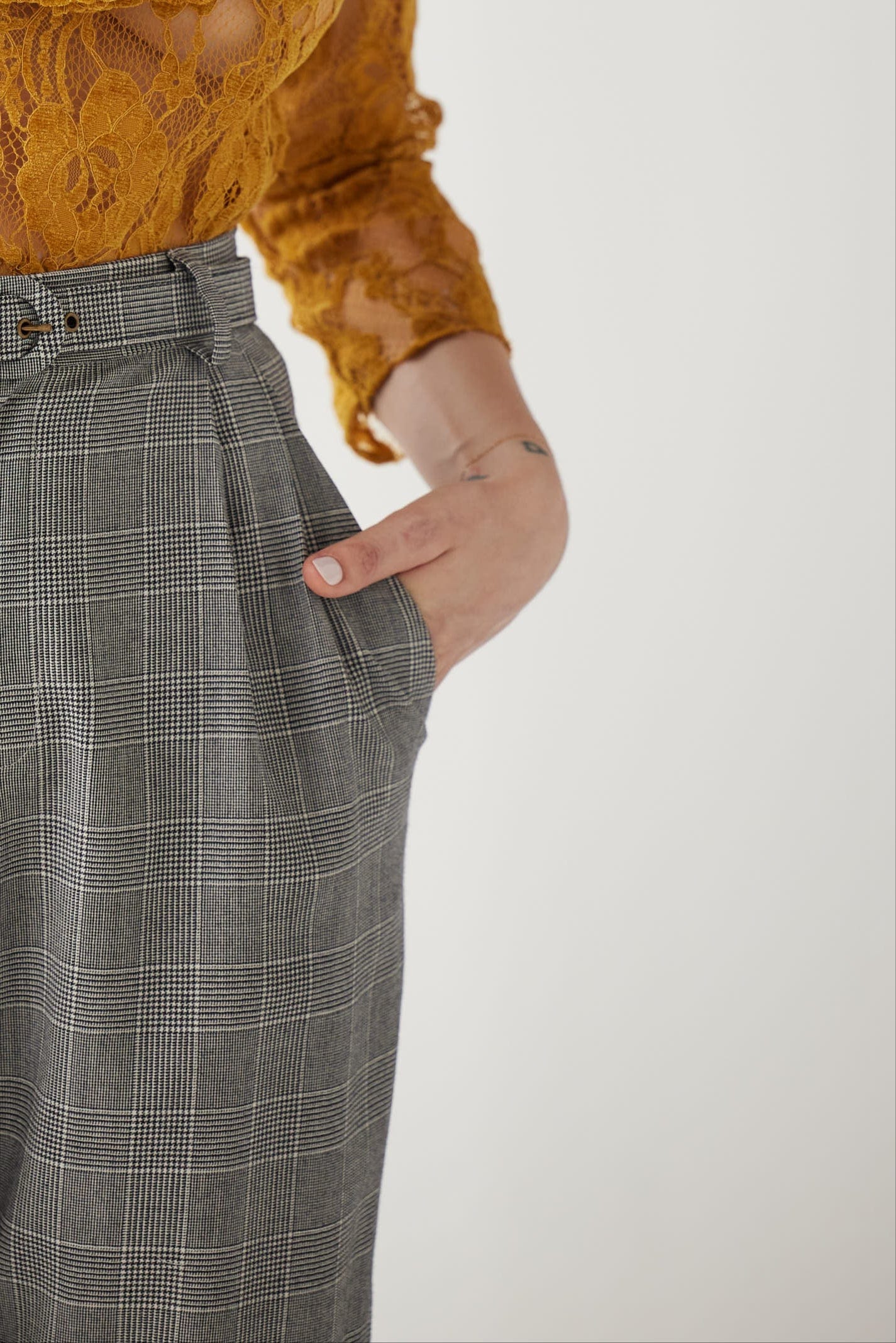 Sophia Pant in Black Plaid Tropical Wool Pants CHRISTINE ALCALAY