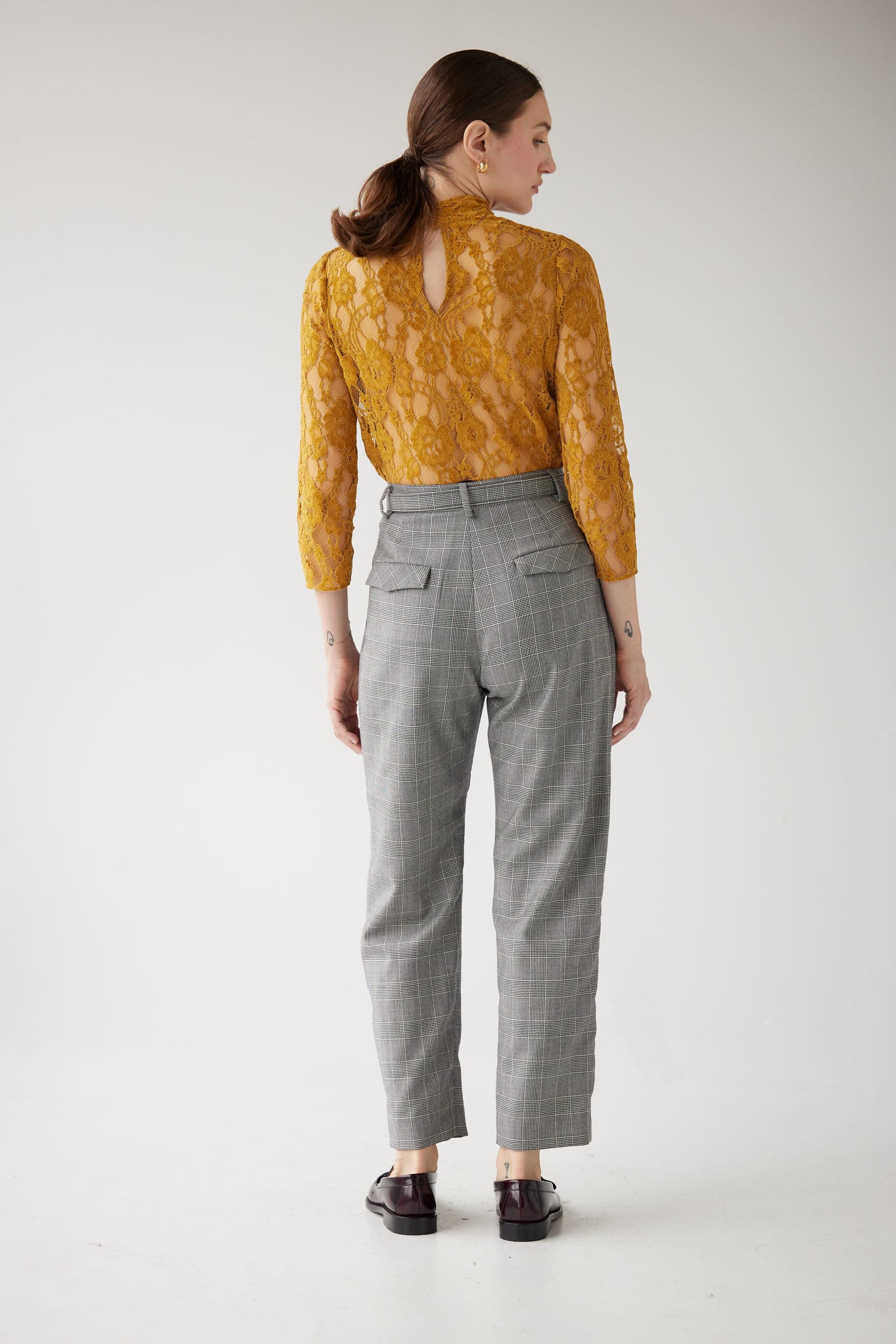 Sophia Pant in Black Plaid Tropical Wool Pants CHRISTINE ALCALAY