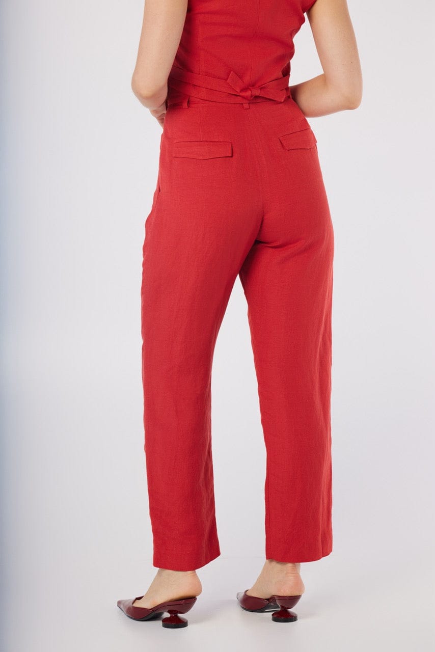 Sophia Pant in Cayenne Red Linen Blend Pants CHRISTINE ALCALAY