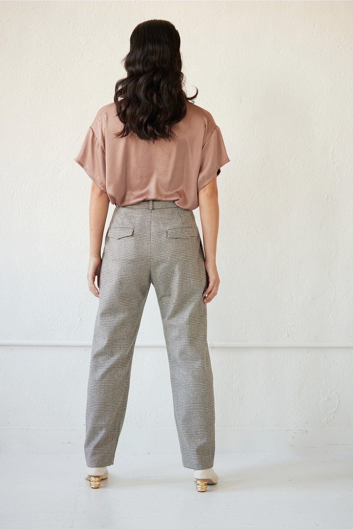 Sophia Wool Pant in Chai Plaid Pants CHRISTINE ALCALAY - 4