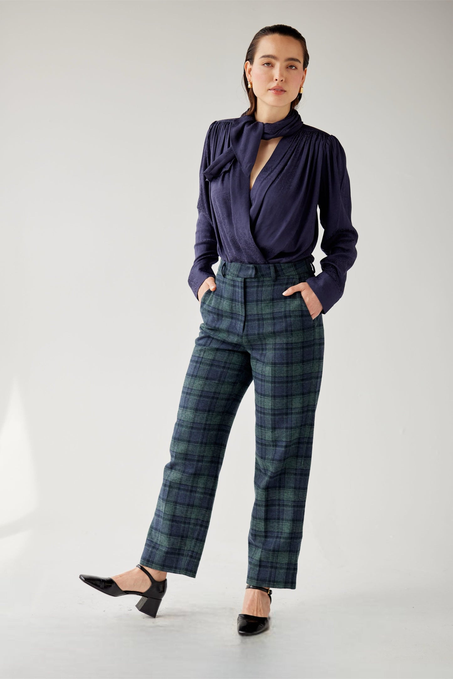 Piper Pant in Cotton Plaid Suiting Pants CHRISTINE ALCALAY