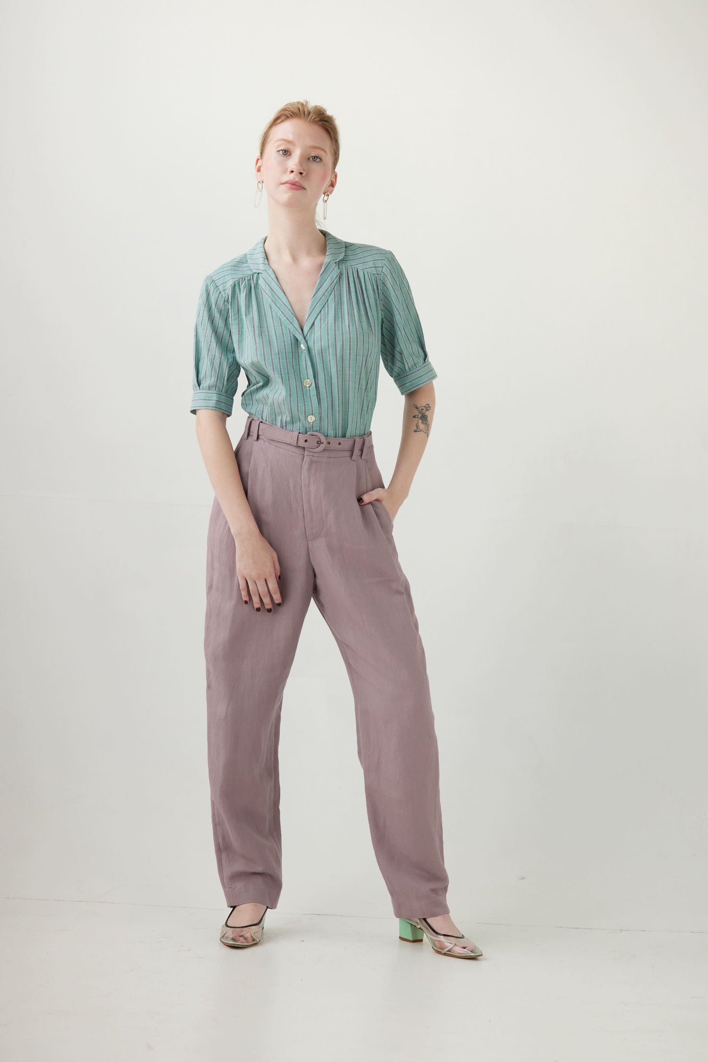 Sophia Pant in Linen Blend Pants CHRISTINE ALCALAY Wisteria 0