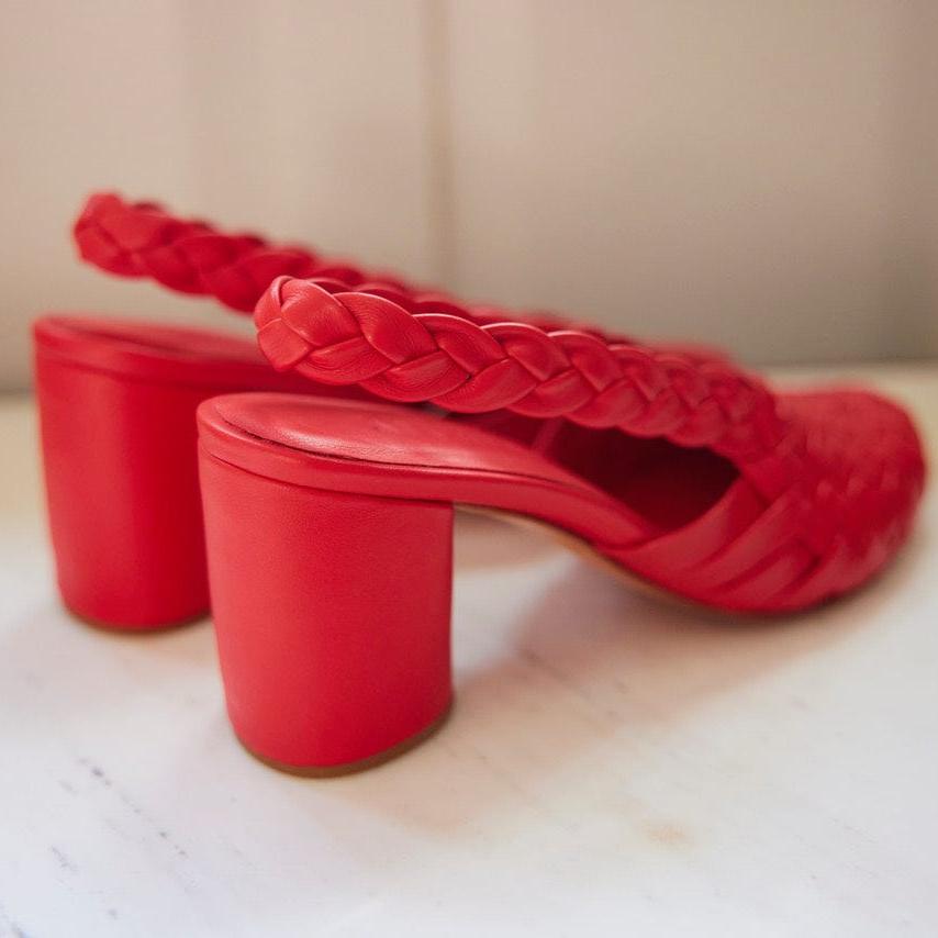 Lucille Braided Heel in Maraschino Cherry Shoes CHRISTINE ALCALAY