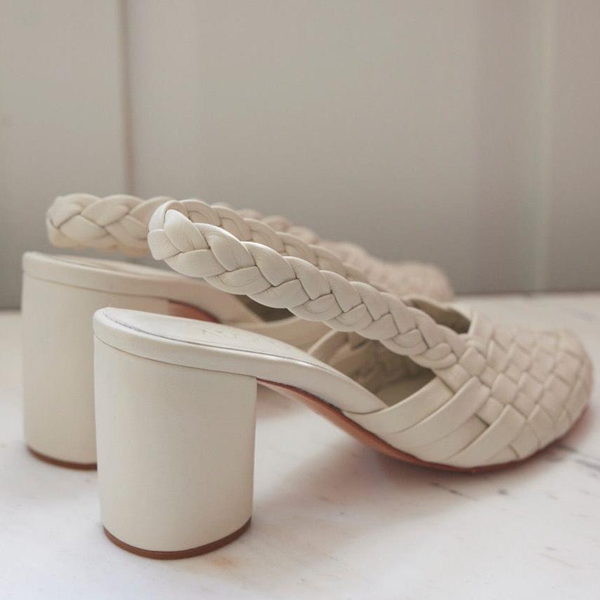 Lucille Braided Heel in Vanilla Shoes CHRISTINE ALCALAY