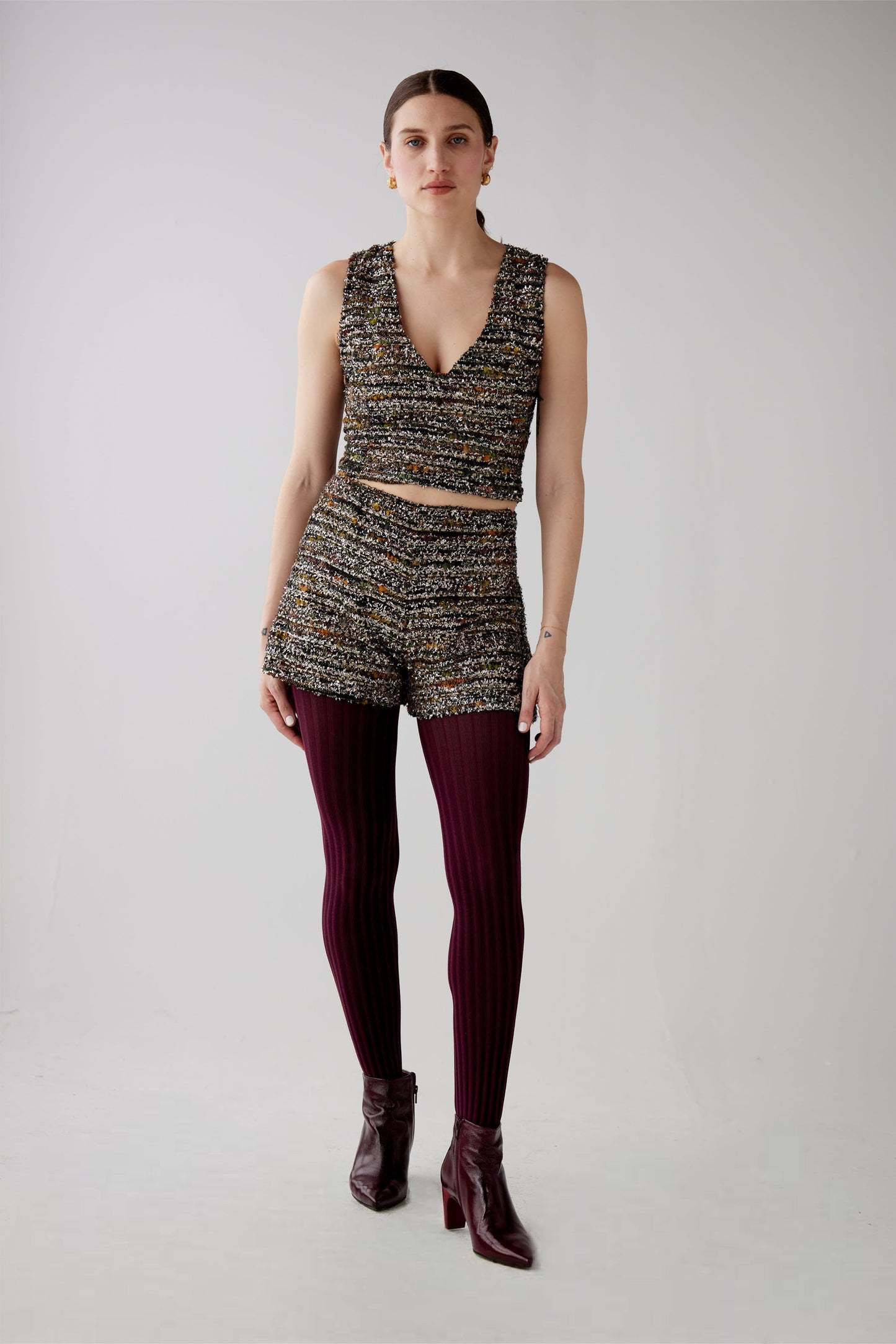 Caitlin Shorts in Metallic Tinsel Boucle Tweed Shorts CHRISTINE ALCALAY