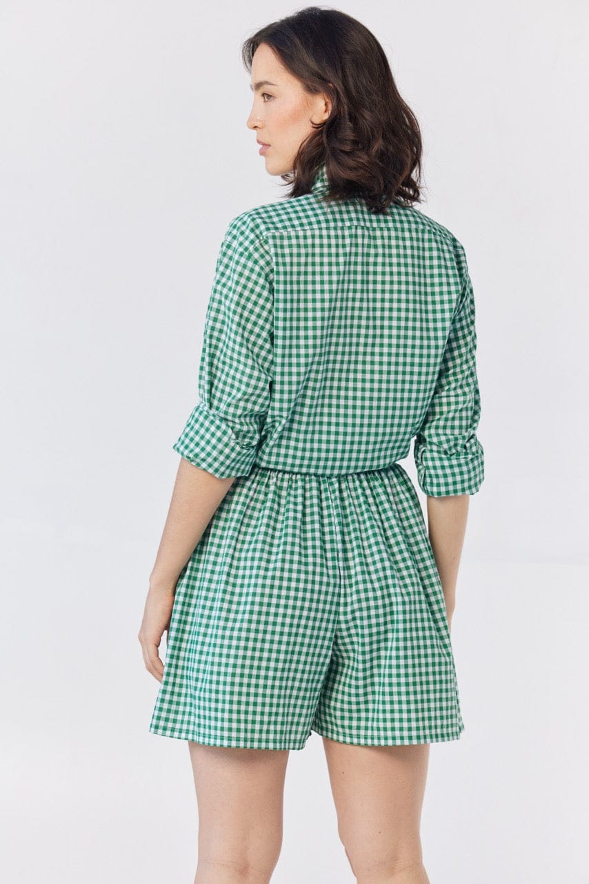 Gigi Shorts in Malachite Green Gingham Cotton Blend Shorts CHRISTINE ALCALAY - 5