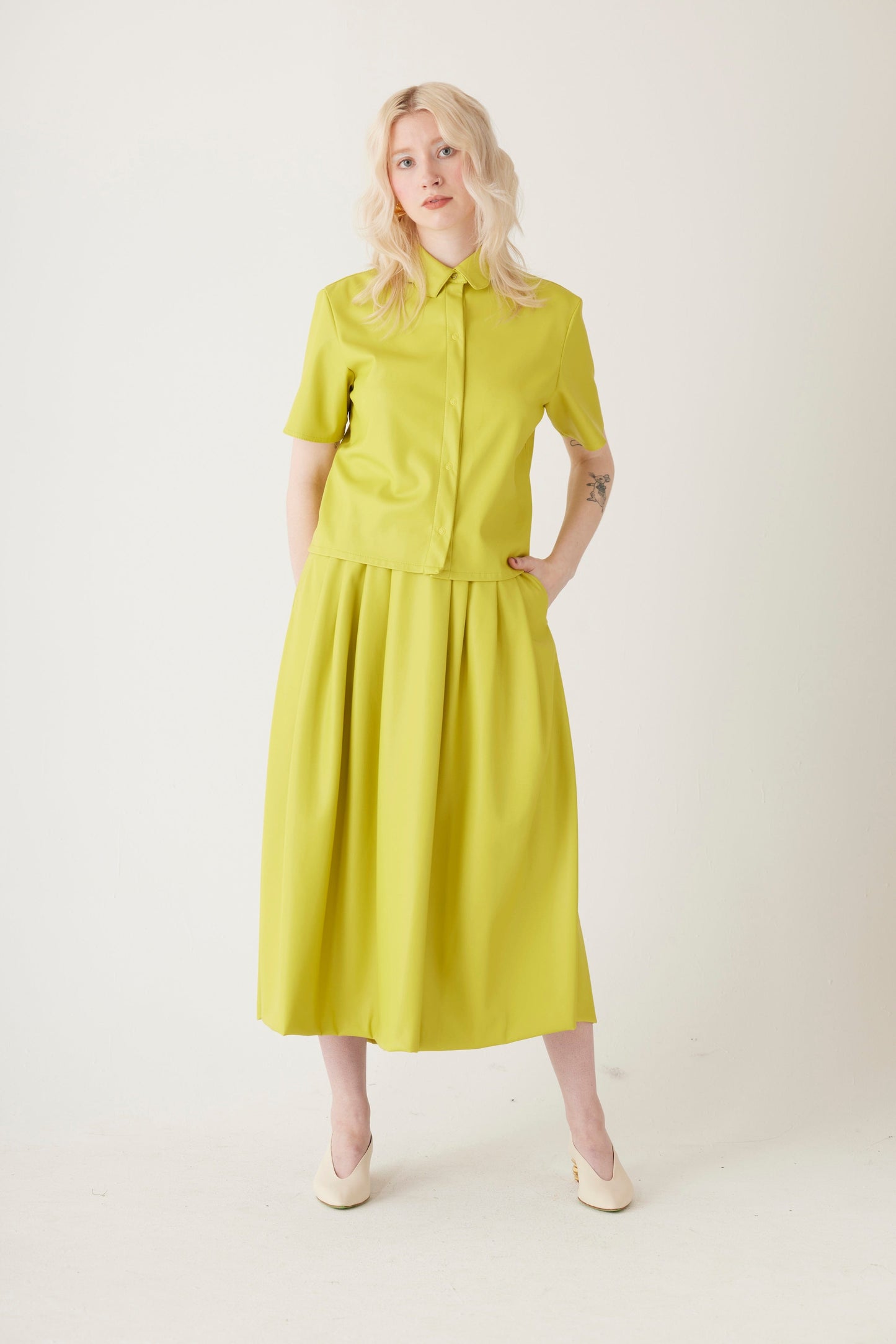 Audrey Midi Skirt in Pleatherette Skirts CHRISTINE ALCALAY