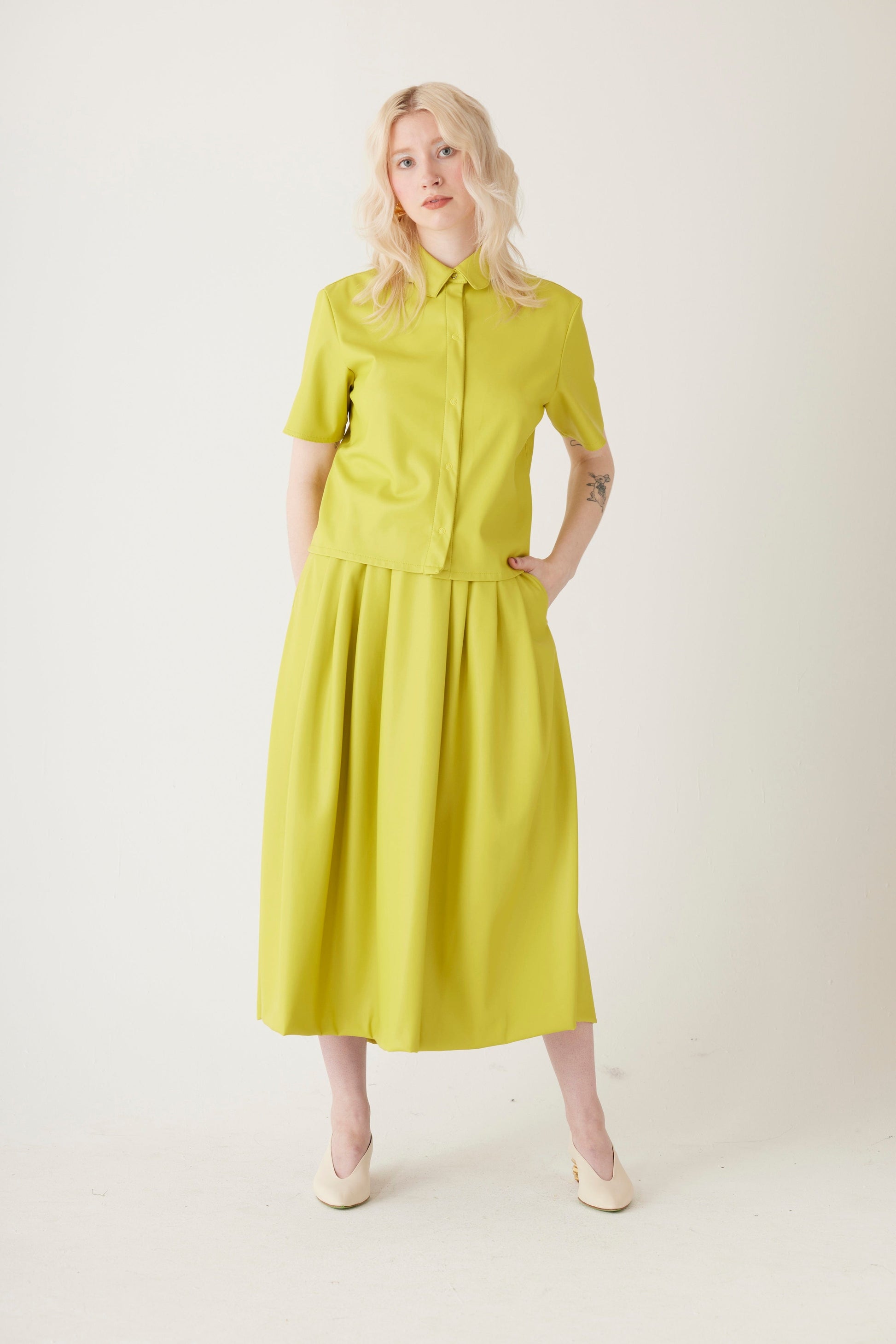 Audrey Midi Skirt in Pleatherette Skirts CHRISTINE ALCALAY