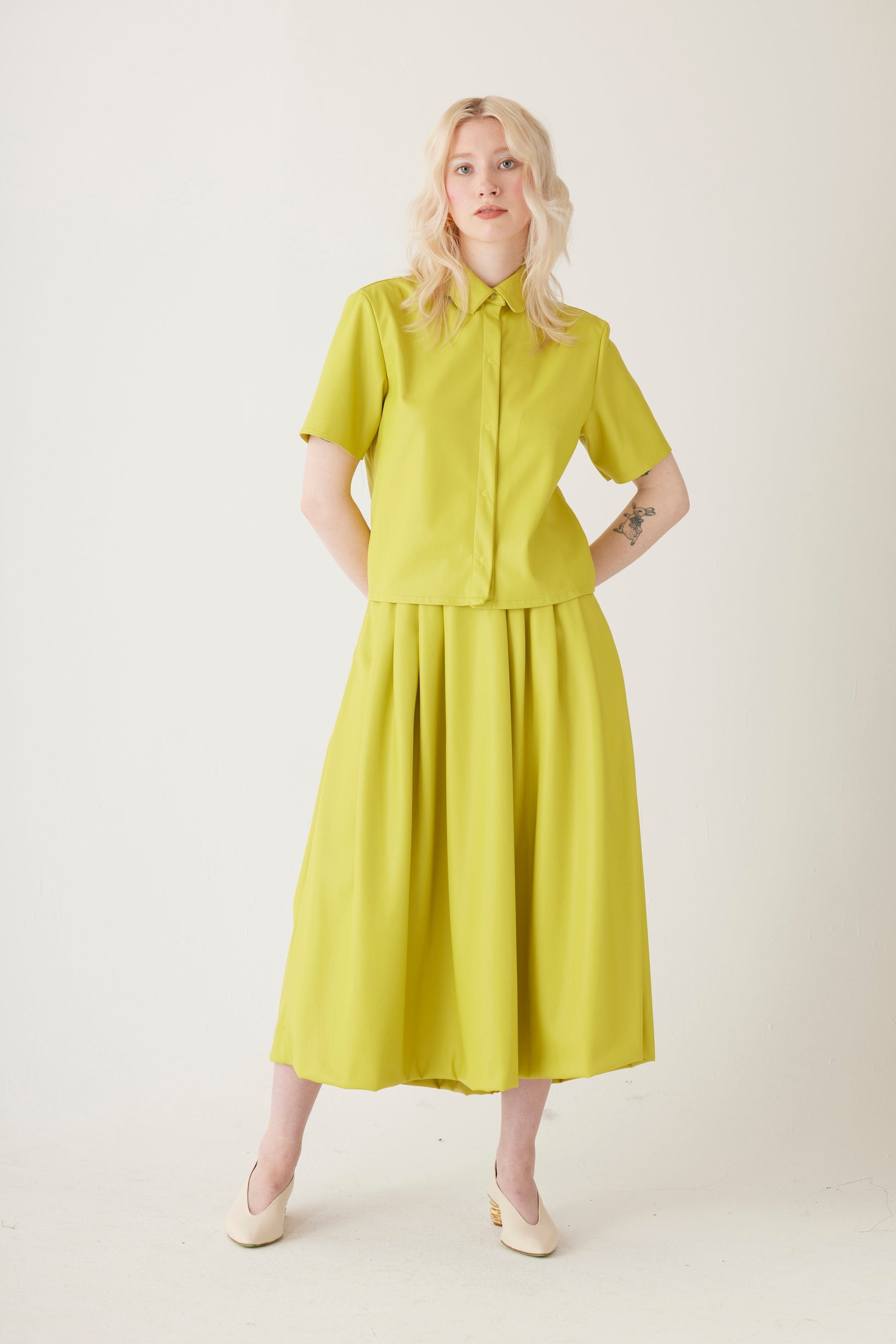 Audrey Midi Skirt in Pleatherette Skirts CHRISTINE ALCALAY