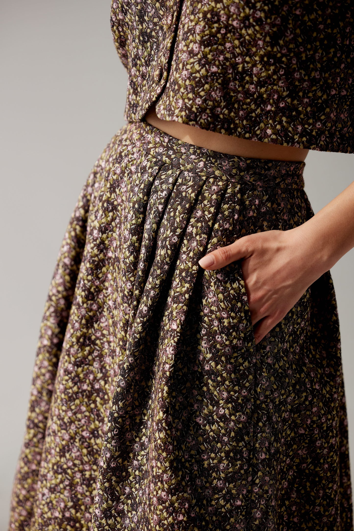 Audrey Skirt in Ditzy Floral Brocade Skirts CHRISTINE ALCALAY Floral Brocade 0
