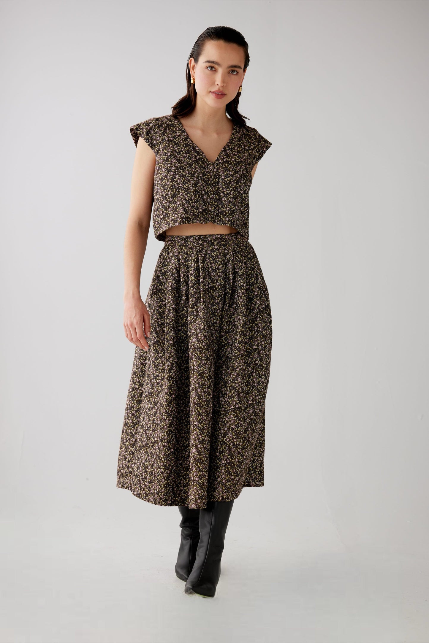 Audrey Skirt in Ditzy Floral Brocade Skirts CHRISTINE ALCALAY
