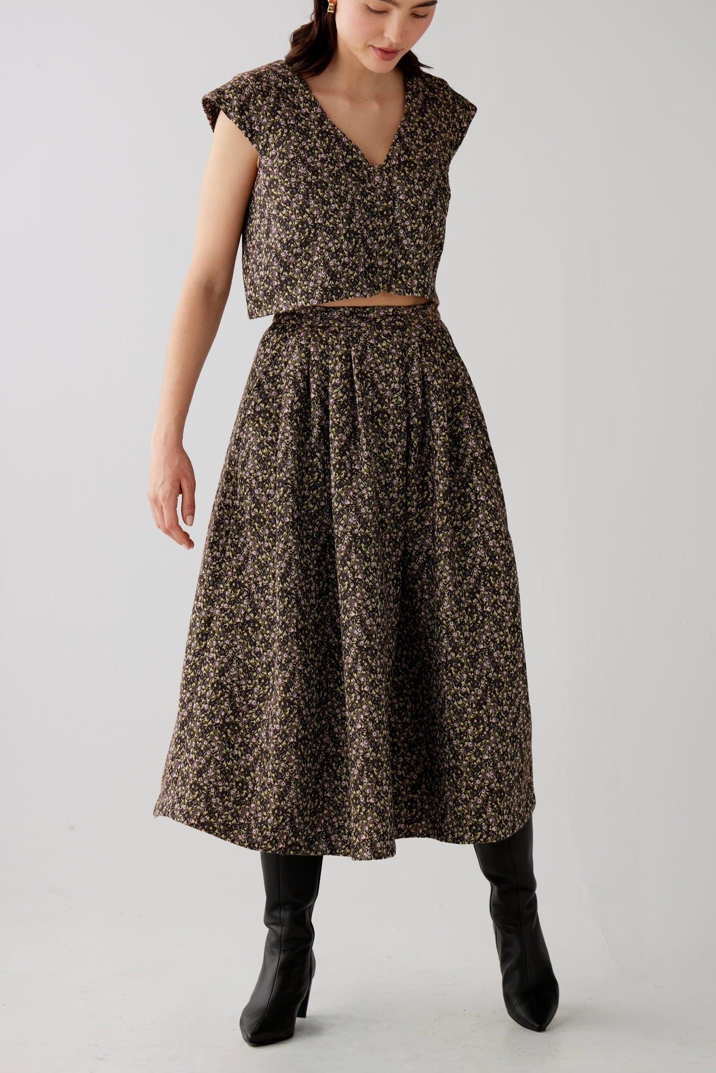 Audrey Skirt in Ditzy Floral Brocade Skirts CHRISTINE ALCALAY
