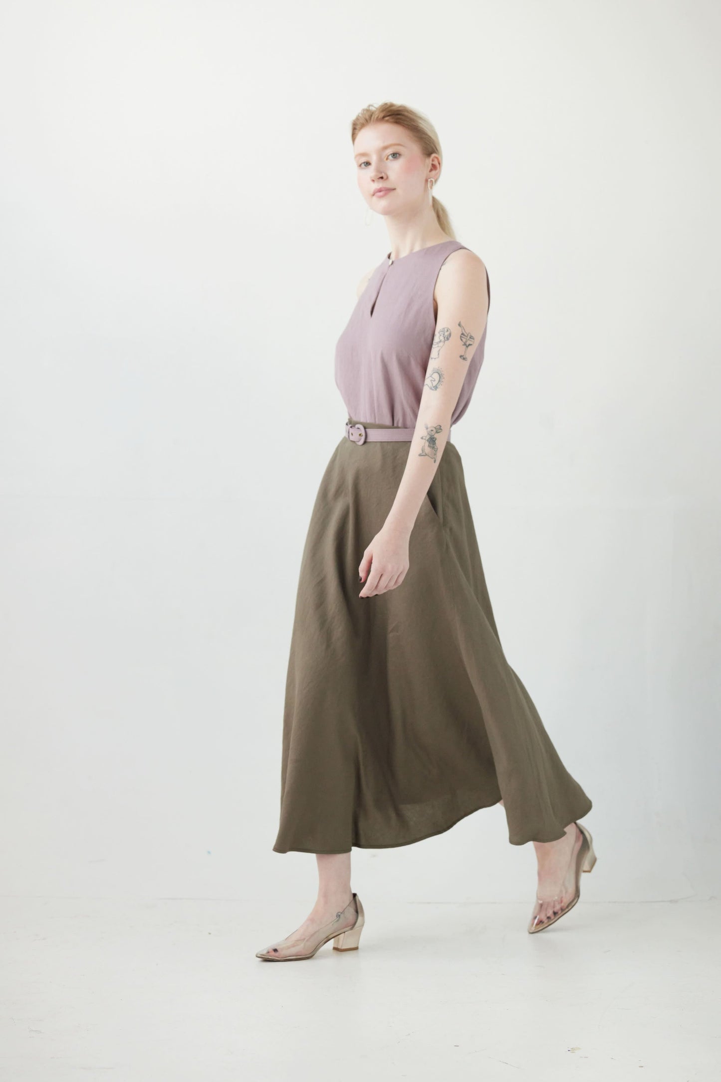Christine Skirt in Linen Blend Bottoms CHRISTINE ALCALAY
