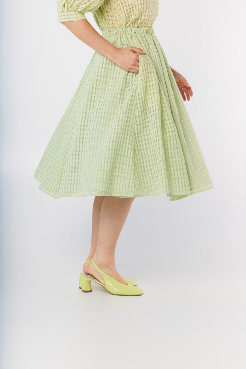 Erica Skirt in Pistachio Windowpane Cotton Blend Skirts CHRISTINE ALCALAY - 5