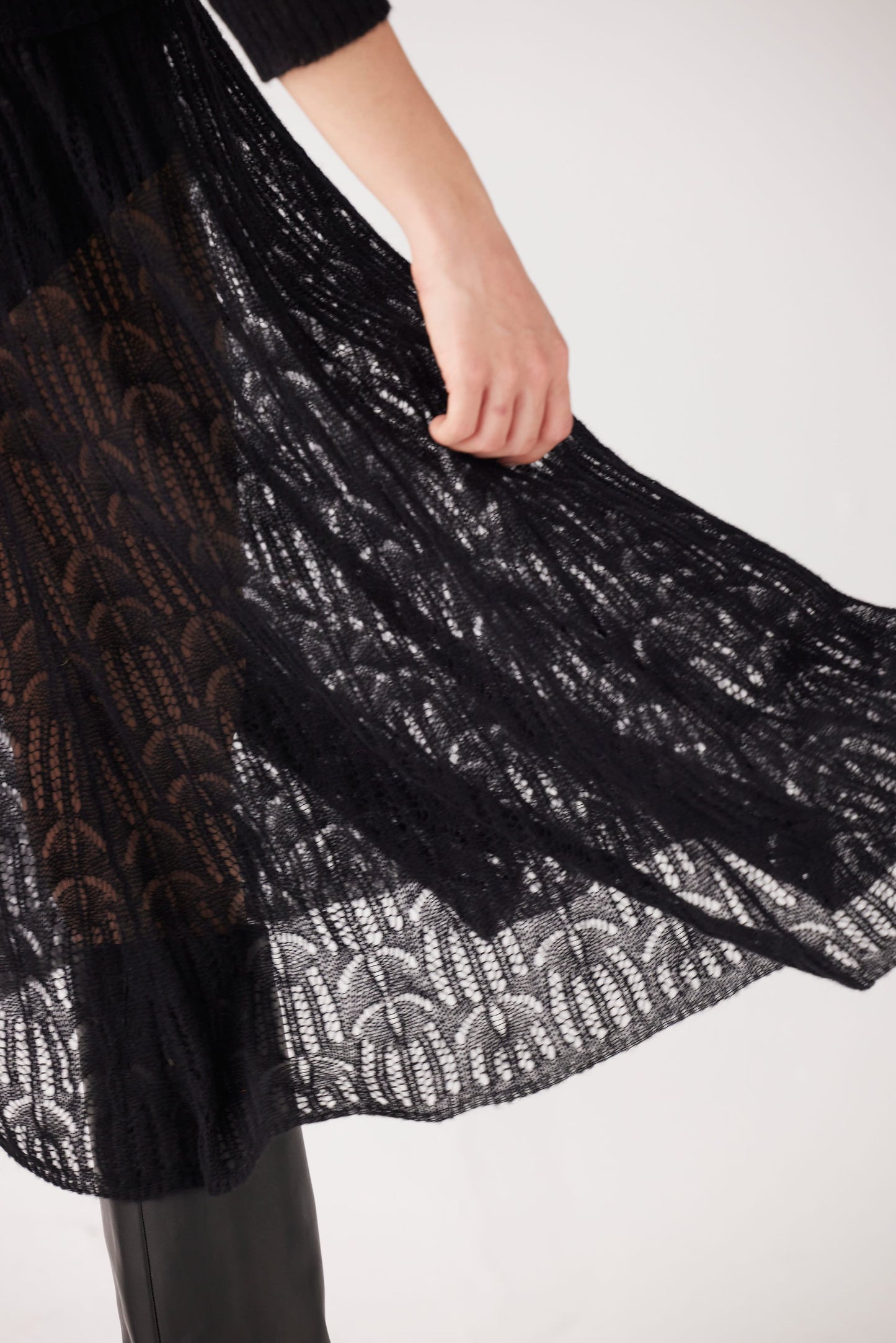 Erin Lace Knit Skirt - Black Skirts CHRISTINE ALCALAY