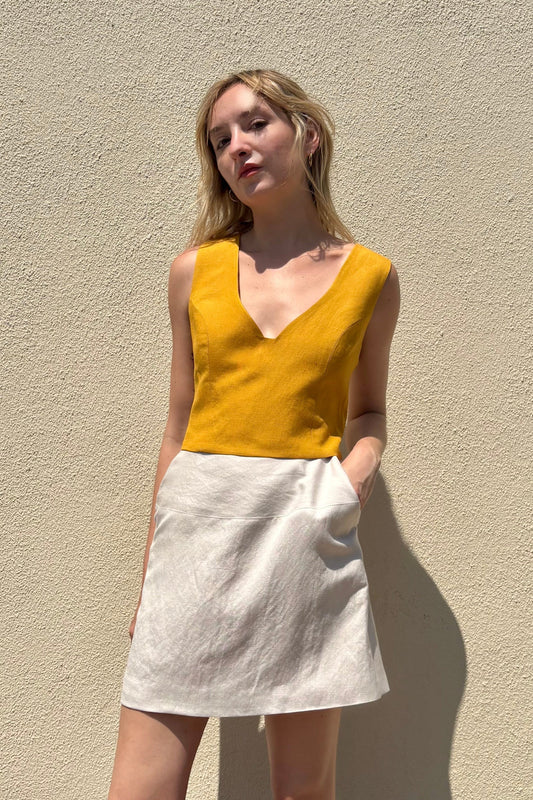 Zhenya Skirt in Linen Skirts CHRISTINE ALCALAY Oyster 0