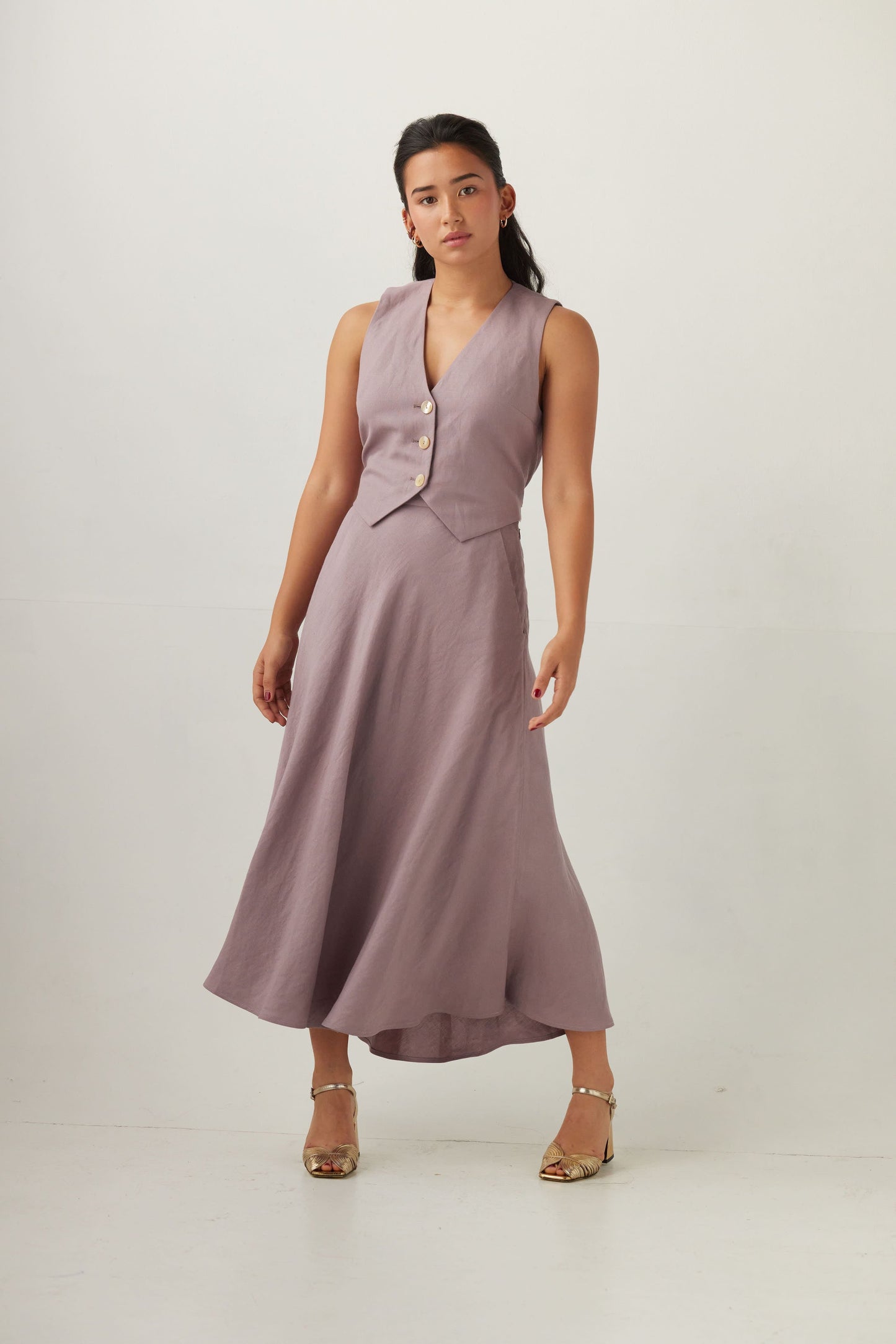 Christine Skirt in Linen Blend Bottoms CHRISTINE ALCALAY Wisteria 00