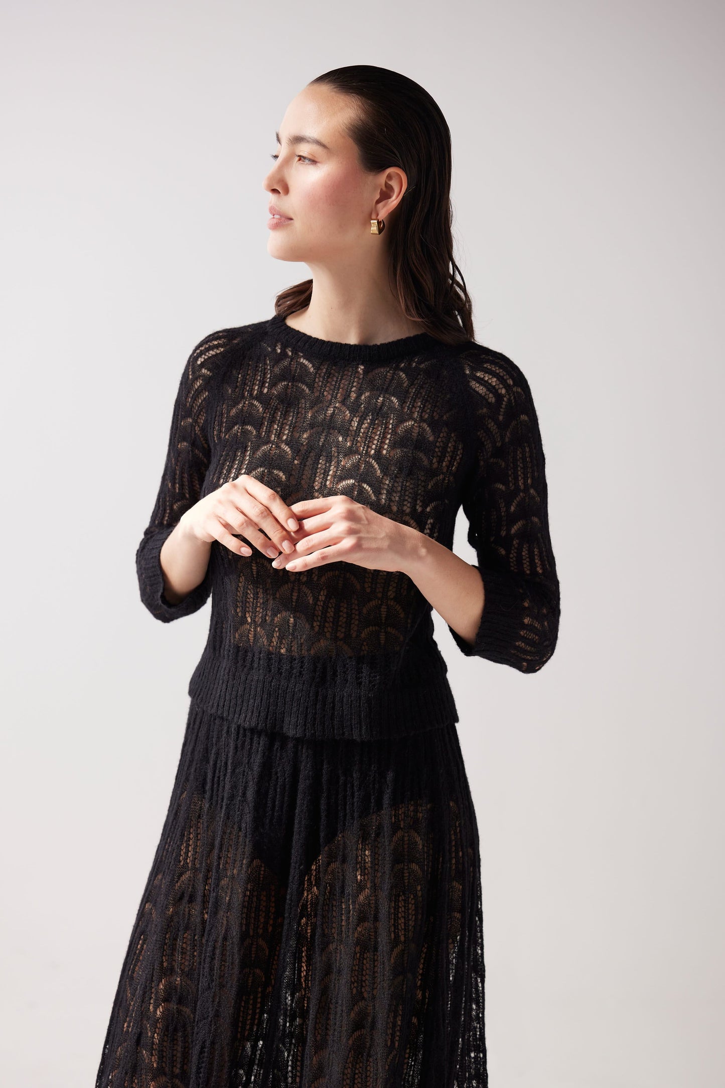 SAMPLE FW25 - Miranda Lace Knit Sweater Samples CHRISTINE ALCALAY