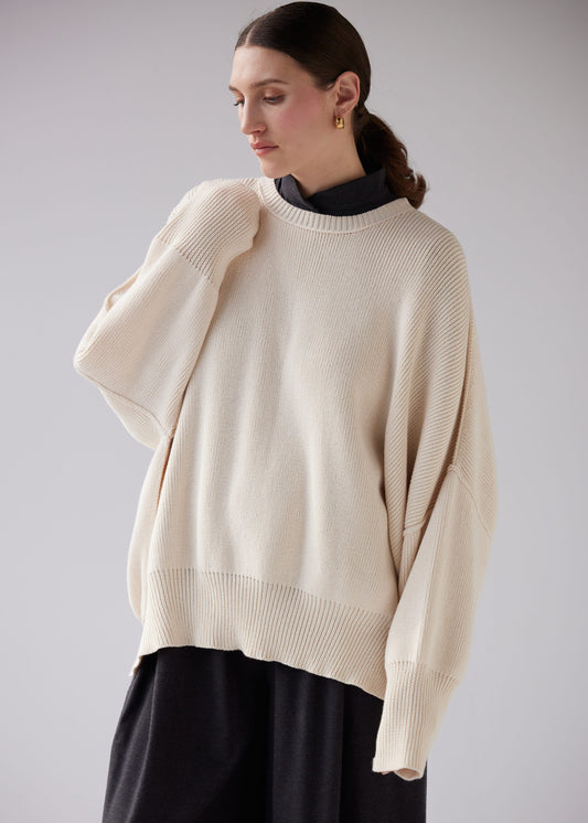 SAMPLE FW25 - Caterina Cotton Sweater Samples CHRISTINE ALCALAY Natural XS/S