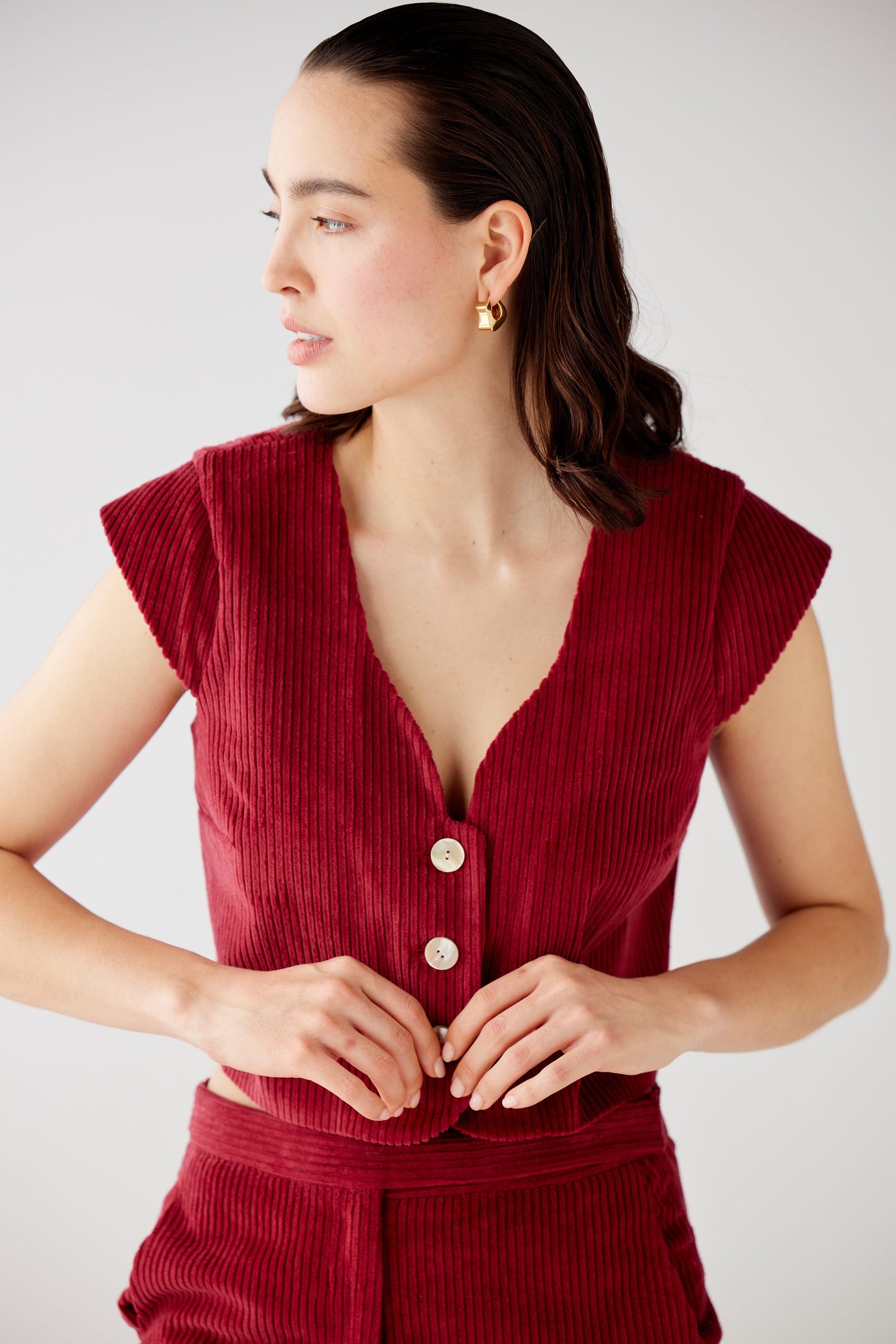 Amare Top in Corduroy Tops CHRISTINE ALCALAY