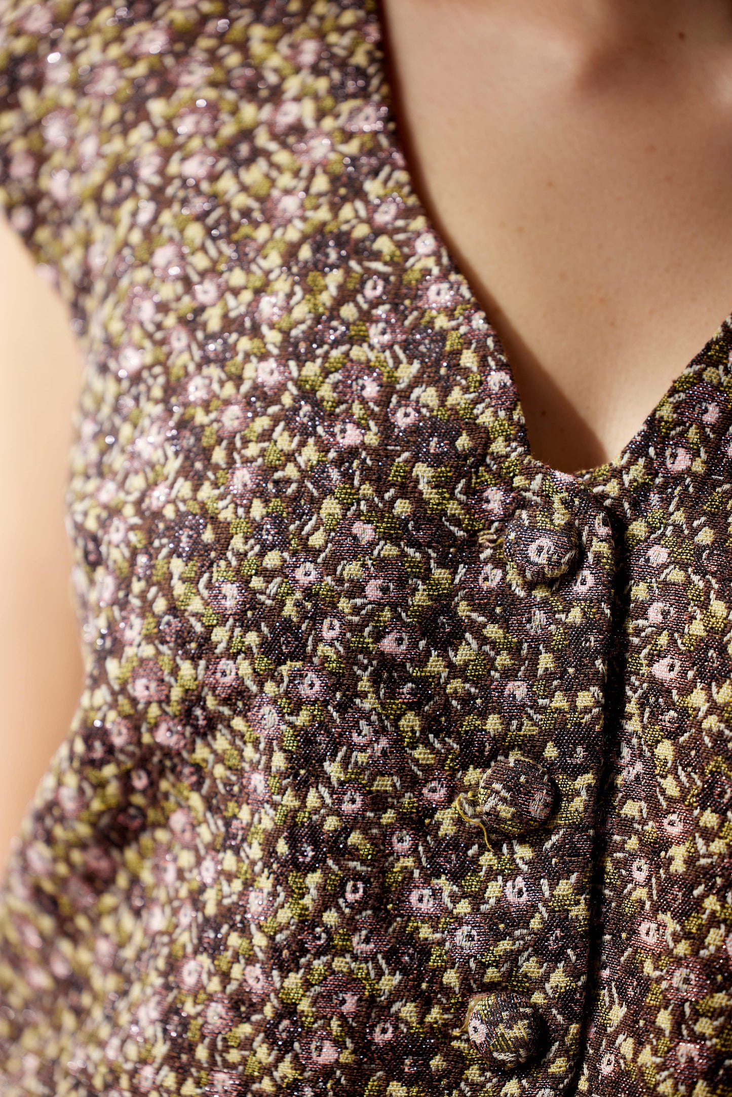 Amare Top in Ditsy Floral Brocade Tops CHRISTINE ALCALAY